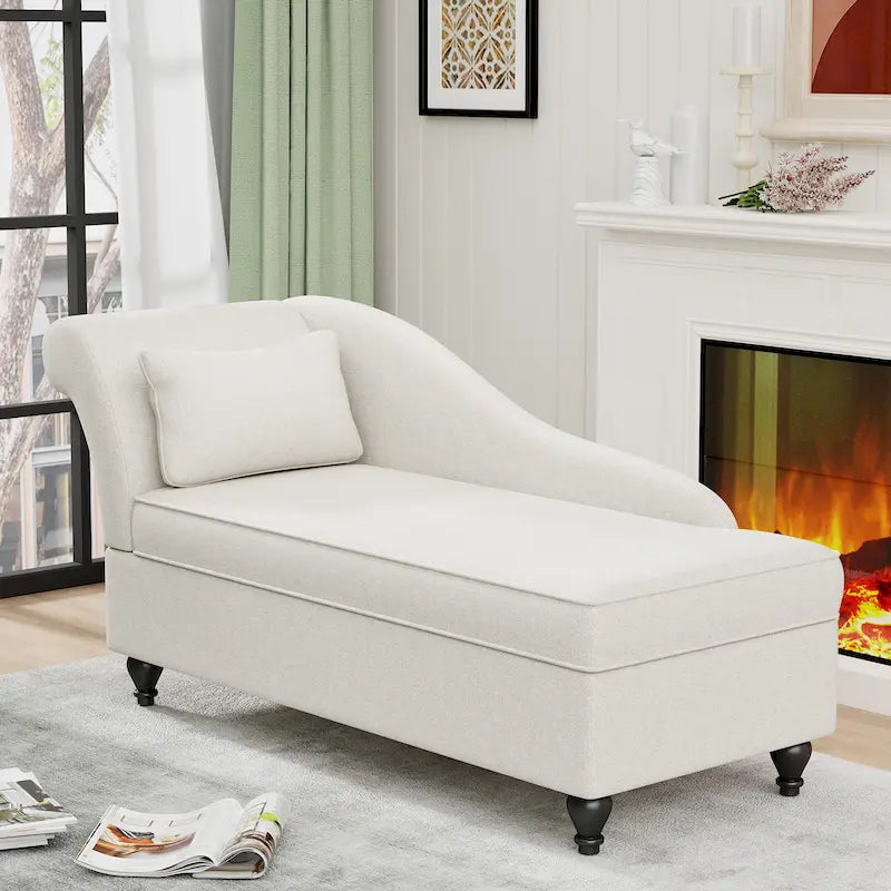 Chaise longue moderne d'intérieur avec rangement en tissu