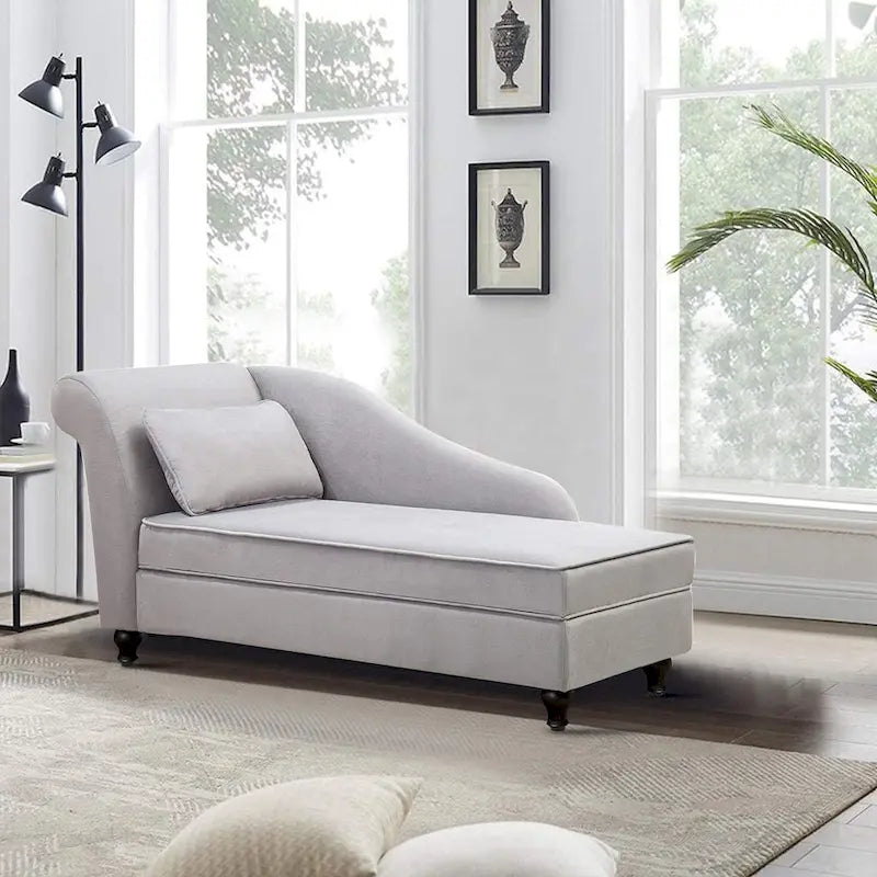 Chaise longue moderne d'intérieur avec rangement en tissu