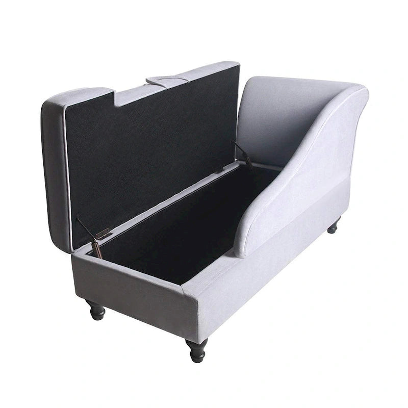Chaise longue moderne d'intérieur avec rangement en tissu