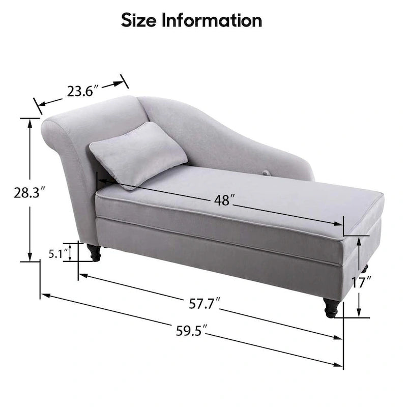 Chaise longue moderne d'intérieur avec rangement en tissu