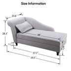 Chaise longue moderne d'intérieur avec rangement en tissu