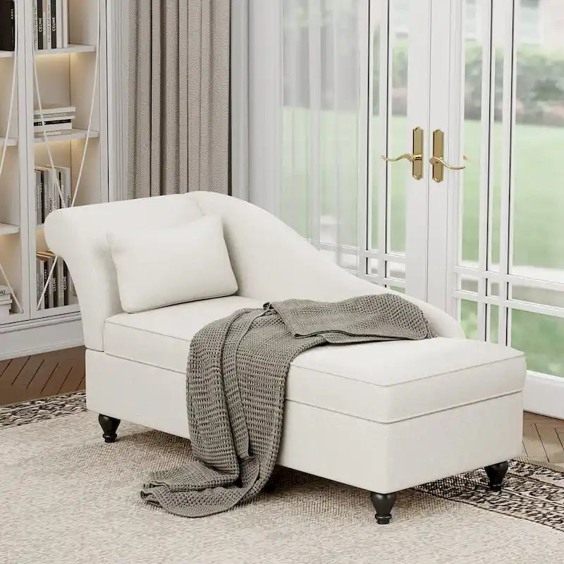 Chaise longue moderne d'intérieur avec rangement en tissu