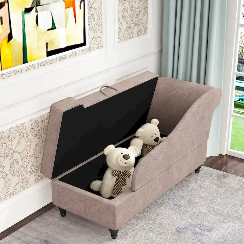 Chaise longue moderne d'intérieur avec rangement en tissu