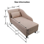 Chaise longue moderne d'intérieur avec rangement en tissu