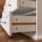 Commode polyvalente à 12 tiroirs en bois massif - Chiffonnier brun et blanc