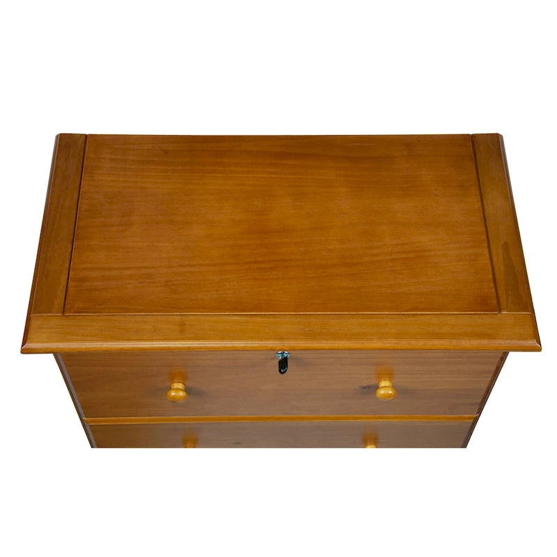 Commode 5 grands tiroirs en bois massif avec serrure, poignées en métal ou en bois