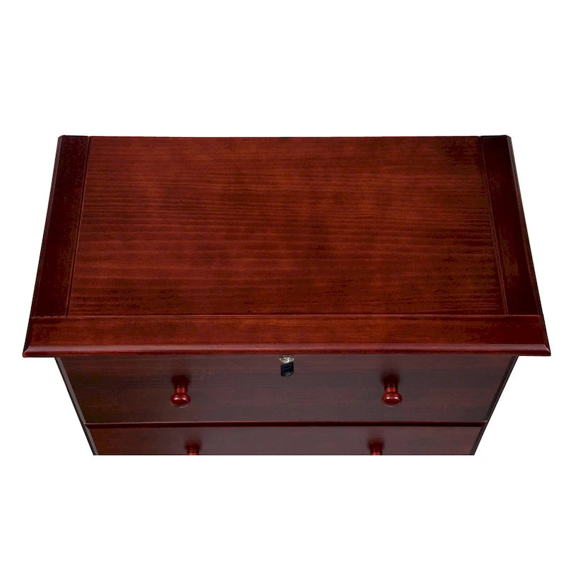 Commode 5 grands tiroirs en bois massif avec serrure, poignées en métal ou en bois
