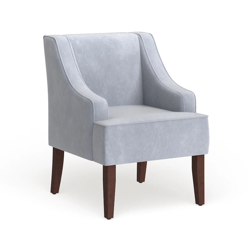 Dove Grey Velvet Swoop Arm Accent Chair