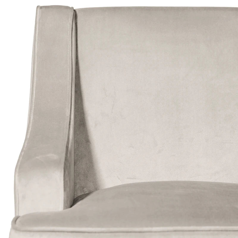 Fauteuil d'appoint en velours gris tourterelle avec accoudoirs incurvés