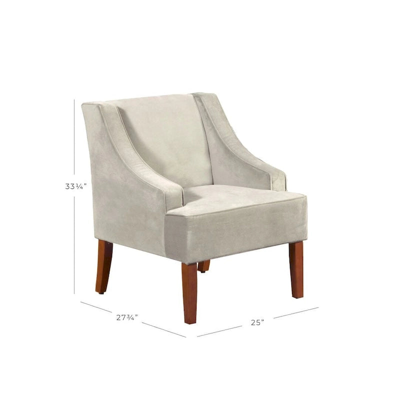 Dove Grey Velvet Swoop Arm Accent Chair