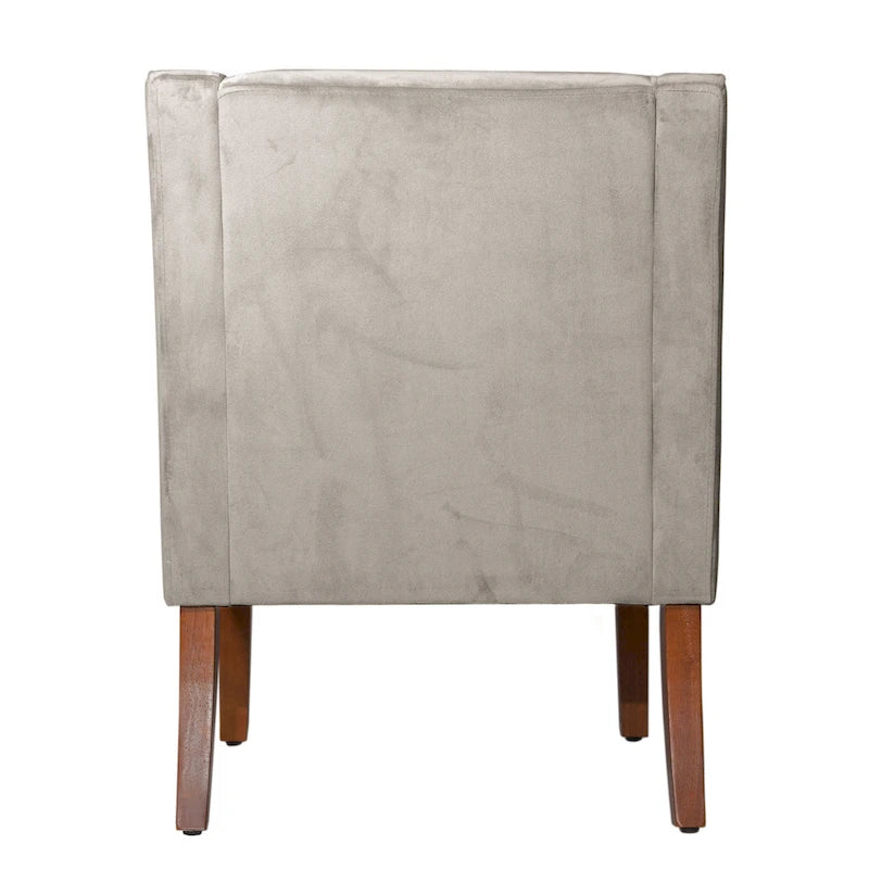 Fauteuil d'appoint en velours gris tourterelle avec accoudoirs incurvés