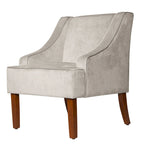 Fauteuil d'appoint en velours gris tourterelle avec accoudoirs incurvés