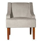 Fauteuil d'appoint en velours gris tourterelle avec accoudoirs incurvés