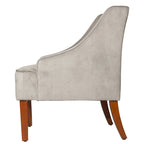 Fauteuil d'appoint en velours gris tourterelle avec accoudoirs incurvés