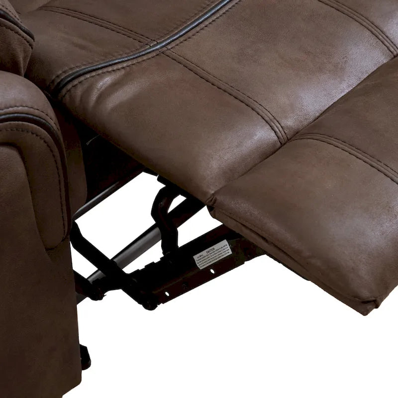 Canapé inclinable manuel en microfibre avec porte-gobelets rabattables