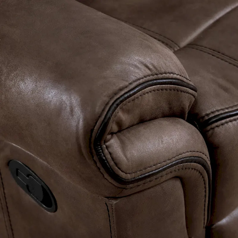 Manual Microsuede Reclining Sofa with Flip Down Cup Holders
