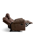 Canapé inclinable manuel en microfibre avec porte-gobelets rabattables