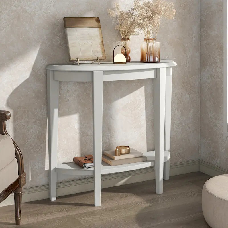 Console d'entrée décorative demi-lune marron minimaliste moderne à un seul niveau