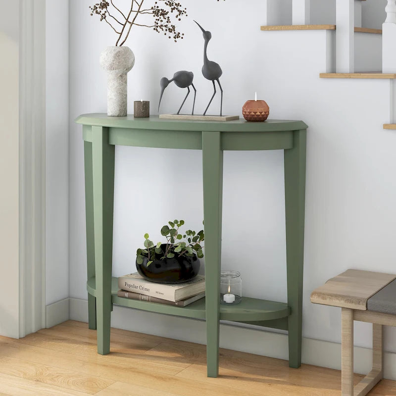 DH BASIC Contemporary Brown Decorative 1-Shelf Half-moon Console Table by Denhour