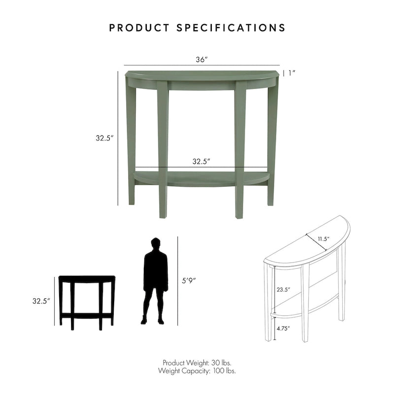Console d'entrée décorative demi-lune marron minimaliste moderne à un seul niveau