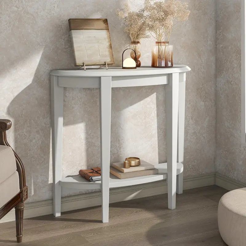 Console d'entrée décorative demi-lune marron minimaliste moderne à un seul niveau