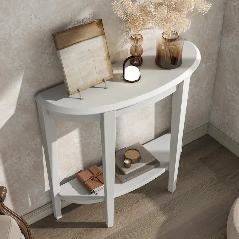 Console d'entrée décorative demi-lune marron minimaliste moderne à un seul niveau