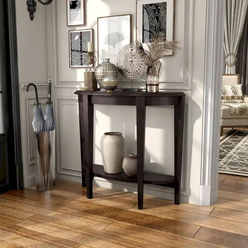 Console d'entrée décorative demi-lune marron minimaliste moderne à un seul niveau