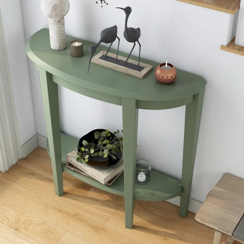 Console d'entrée décorative demi-lune marron minimaliste moderne à un seul niveau