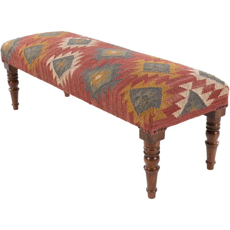 Southwestern Upholstered Jute Bench