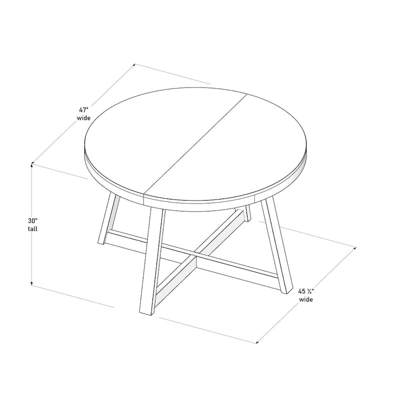 Classic Solid Wood Round Dining Table - 47