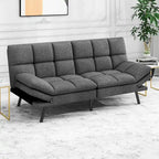 Futon Sofa Bed, Memory Foam Foldable Couch Convertible Loveseat Sleeper Daybed with Adjustable Armrests for Small Space