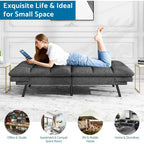 Canapé-lit futon, canapé convertible pliable en mousse à mémoire de forme avec accoudoirs réglables pour petits espaces