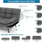 Canapé-lit futon, canapé convertible pliable en mousse à mémoire de forme avec accoudoirs réglables pour petits espaces