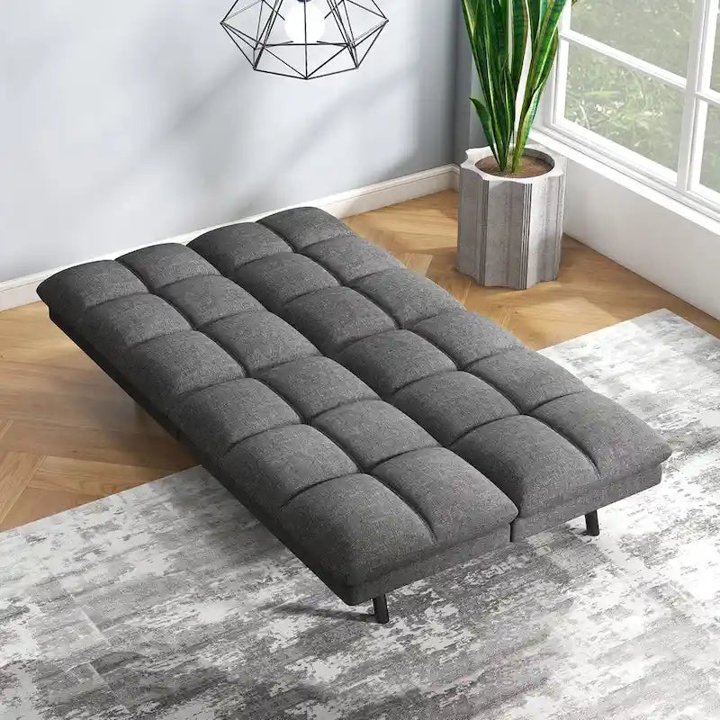 Canapé-lit futon, canapé convertible pliable en mousse à mémoire de forme avec accoudoirs réglables pour petits espaces