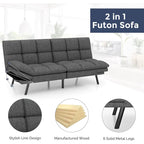 Canapé-lit futon, canapé convertible pliable en mousse à mémoire de forme avec accoudoirs réglables pour petits espaces