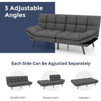 Canapé-lit futon, canapé convertible pliable en mousse à mémoire de forme avec accoudoirs réglables pour petits espaces
