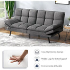 Canapé-lit futon, canapé convertible pliable en mousse à mémoire de forme avec accoudoirs réglables pour petits espaces
