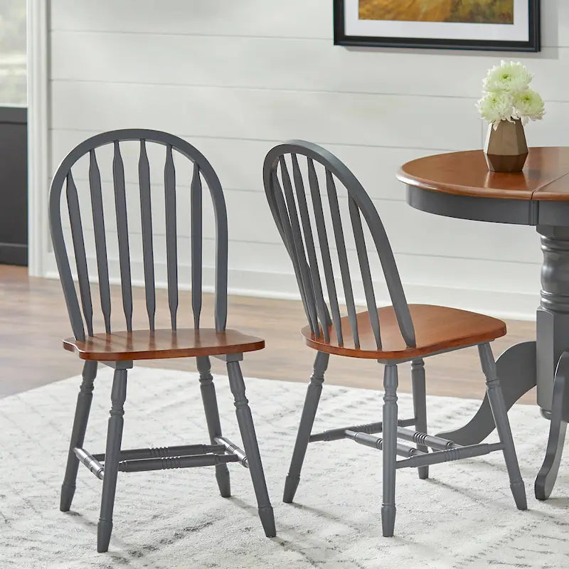 Solid Wood Spindle Dining Chairs (Set of 2)