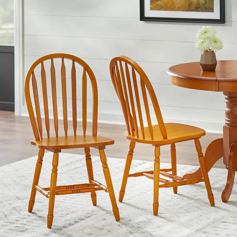 Solid Wood Spindle Dining Chairs (Set of 2)