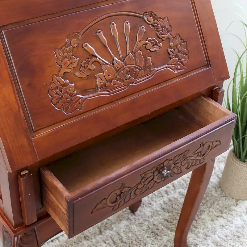 Windsor Carved Wood Secretary Desk