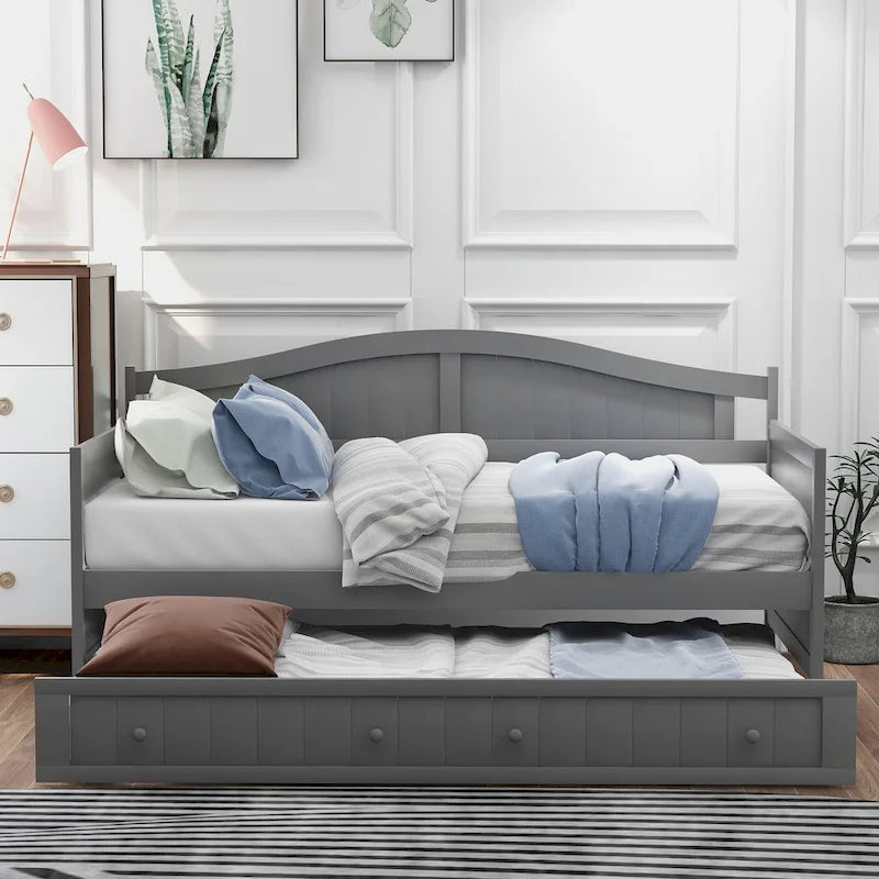 Twin Wooden Daybed with Trundle Bed