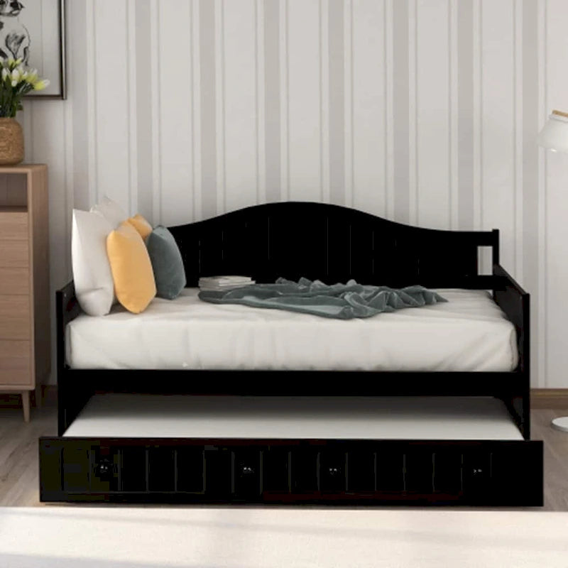 Lit de repos double en bois avec lit gigogne