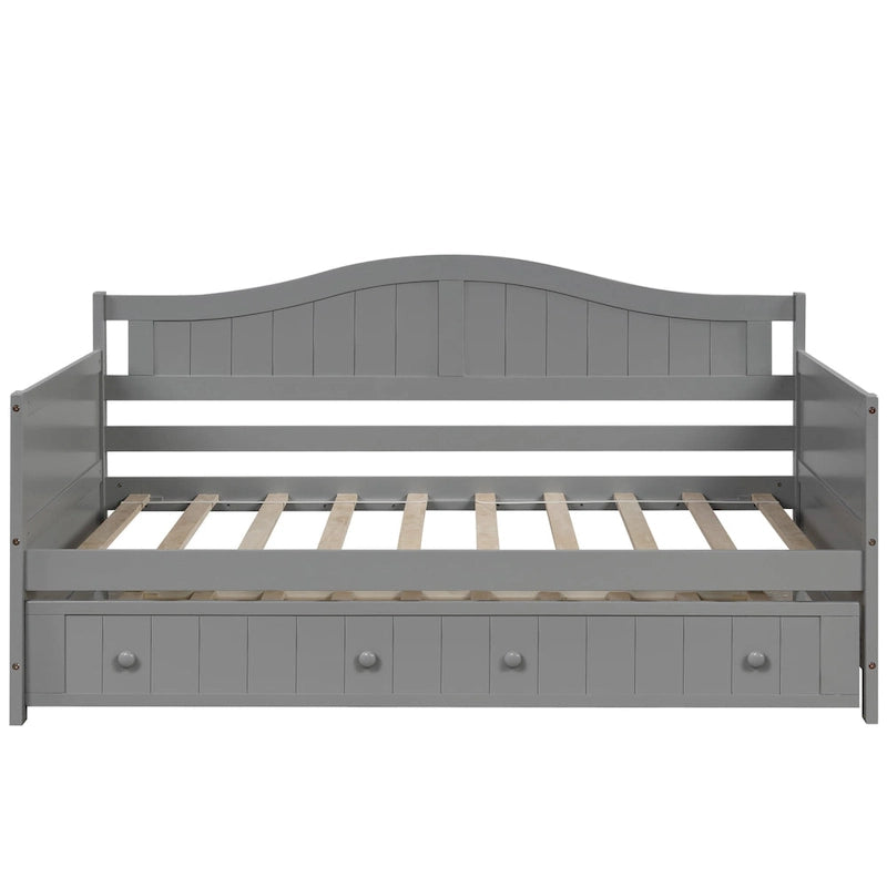 Lit de repos double en bois avec lit gigogne
