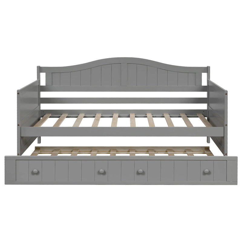 Lit de repos double en bois avec lit gigogne