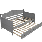Lit de repos double en bois avec lit gigogne