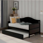 Lit de repos double en bois avec lit gigogne