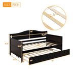 Lit de repos double en bois avec lit gigogne