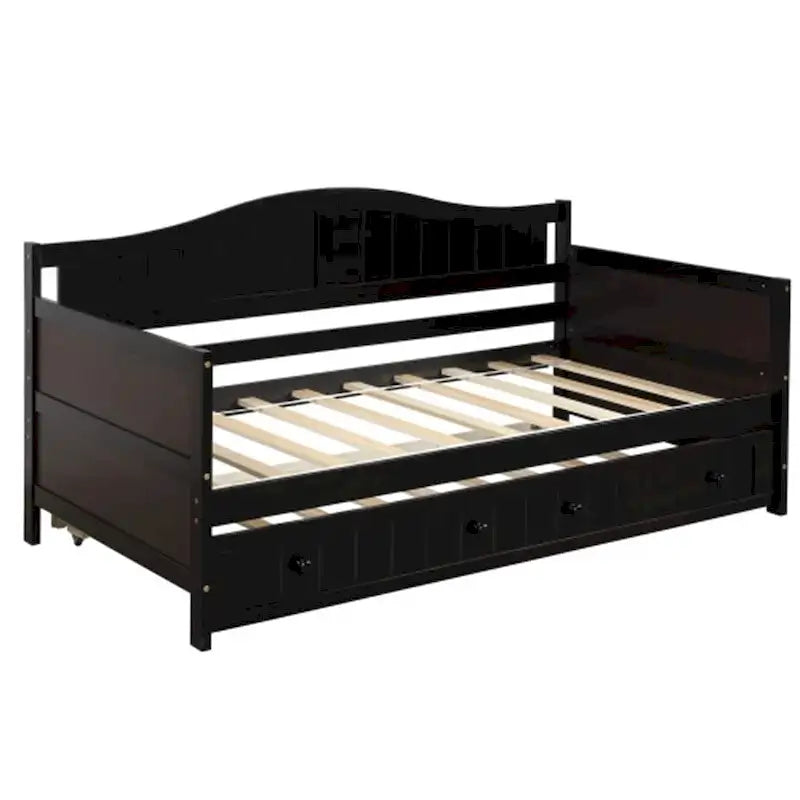 Lit de repos double en bois avec lit gigogne