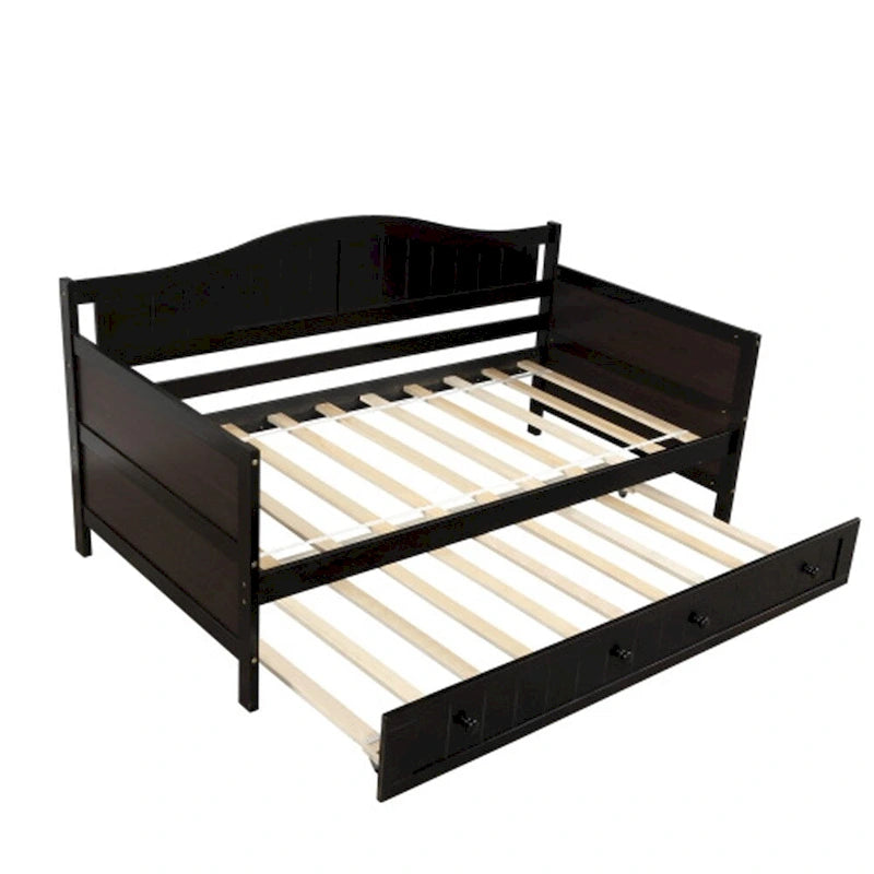 Lit de repos double en bois avec lit gigogne