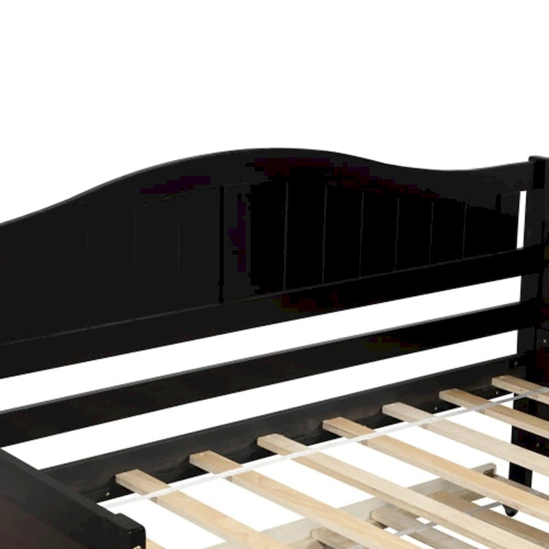 Lit de repos double en bois avec lit gigogne